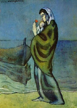 Pablo Picasso Painting - Madre e hijo en la orilla 1902 Pablo Picasso